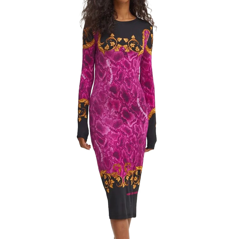 Versace Jeans Couture pink fitted midi dress, available at Lestyle Boutique Melbourne. A stylish and elegant choice for formal and casual occasions.
