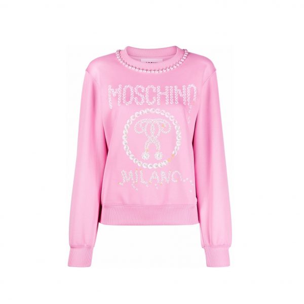 Moschino sweatshirt with pearl embellishments, crafted from cotton blend, available at Lestyle Boutique Melbourne