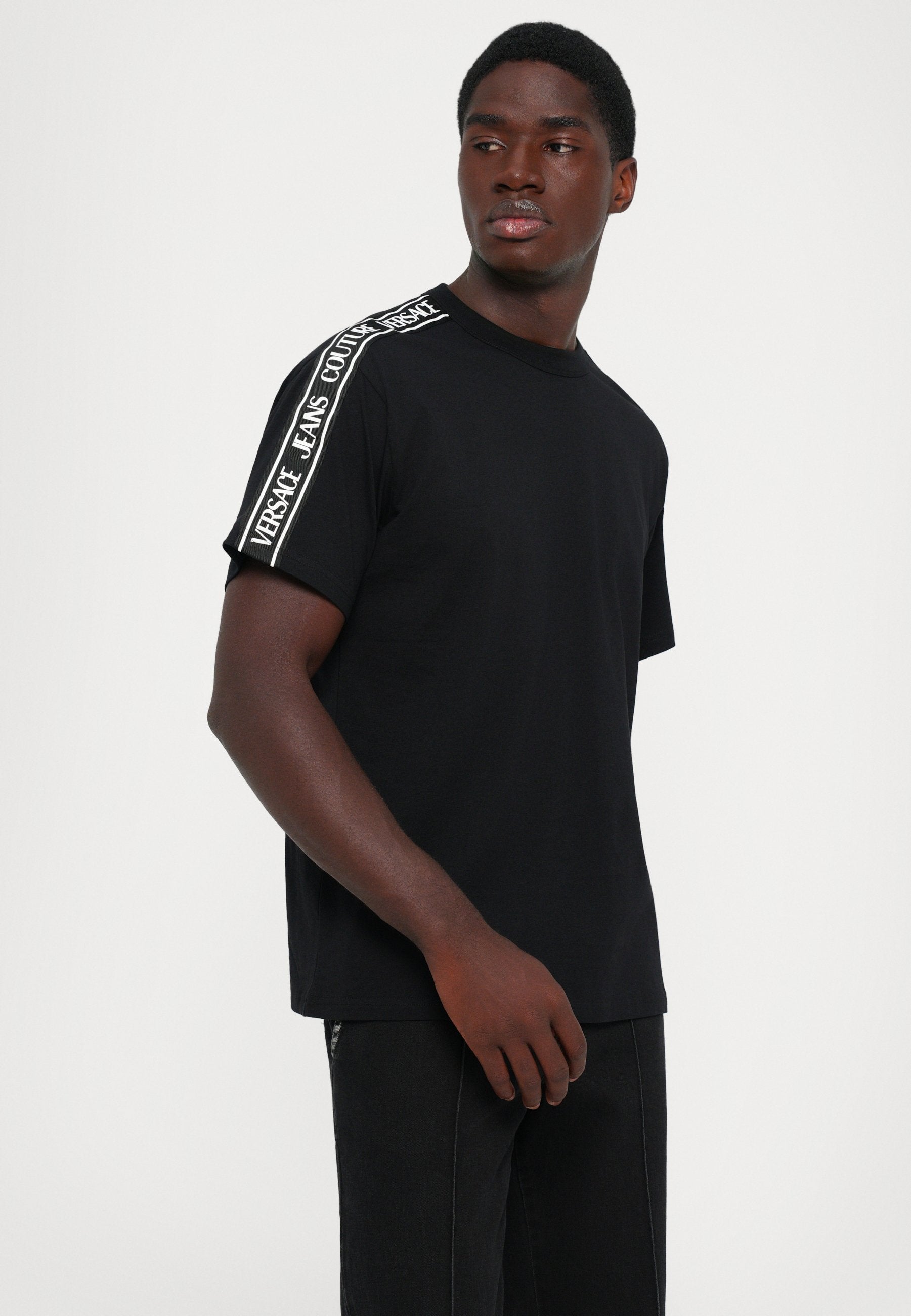 Versace Jeans Couture logo tape print T-shirt featuring logo tape available at Lestyle Boutique Melbourne