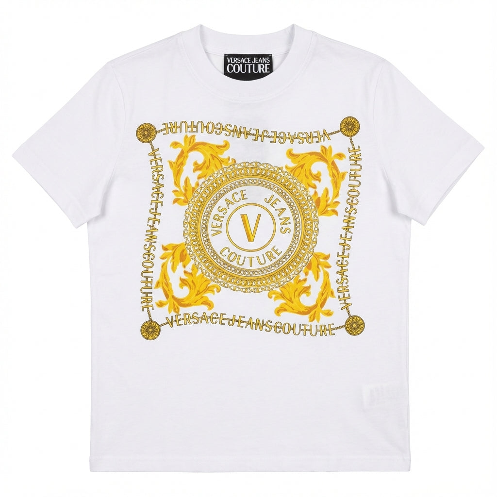 VERSACE JEANS COUTURE TSHIRT featuring gold logo print available at Lestyle Boutique Melbourne