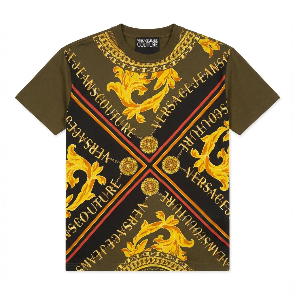 VERSACE JEANS COUTURE T-shirt featuring ornate gold baroque print available at Lestyle Boutique Melbourne