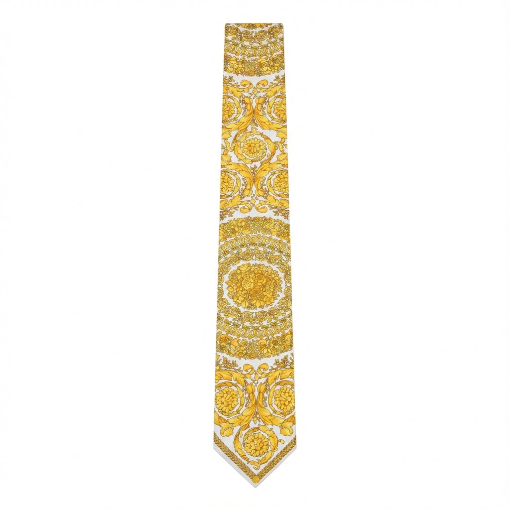 Versace Tie featuring ornate gold baroque pattern available at Lestyle Boutique Melbourne