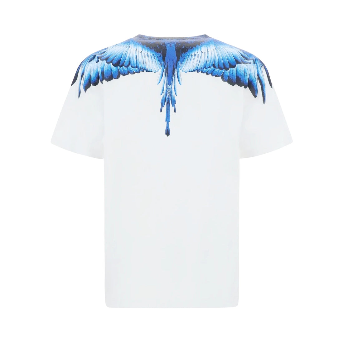 Marcelo Burlon County of Milan Wings T-shirt with a bold blue wings print on a white background, designed with a crew neck and short sleeves for casual and stylish wear, available at Lestyle Boutique Melbourne.
