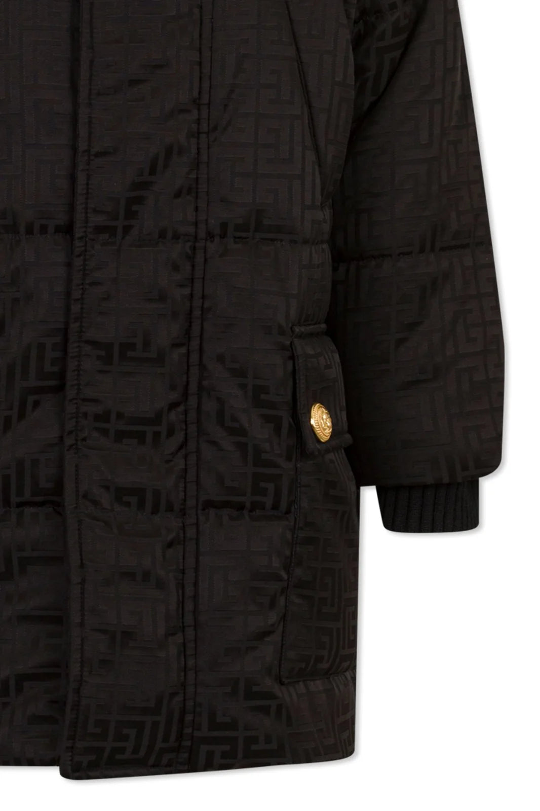 Balmain Kids Long-Sleeved Monogram Hooded Coat featuring monogram detailing available at Lestyle Boutique Melbourne