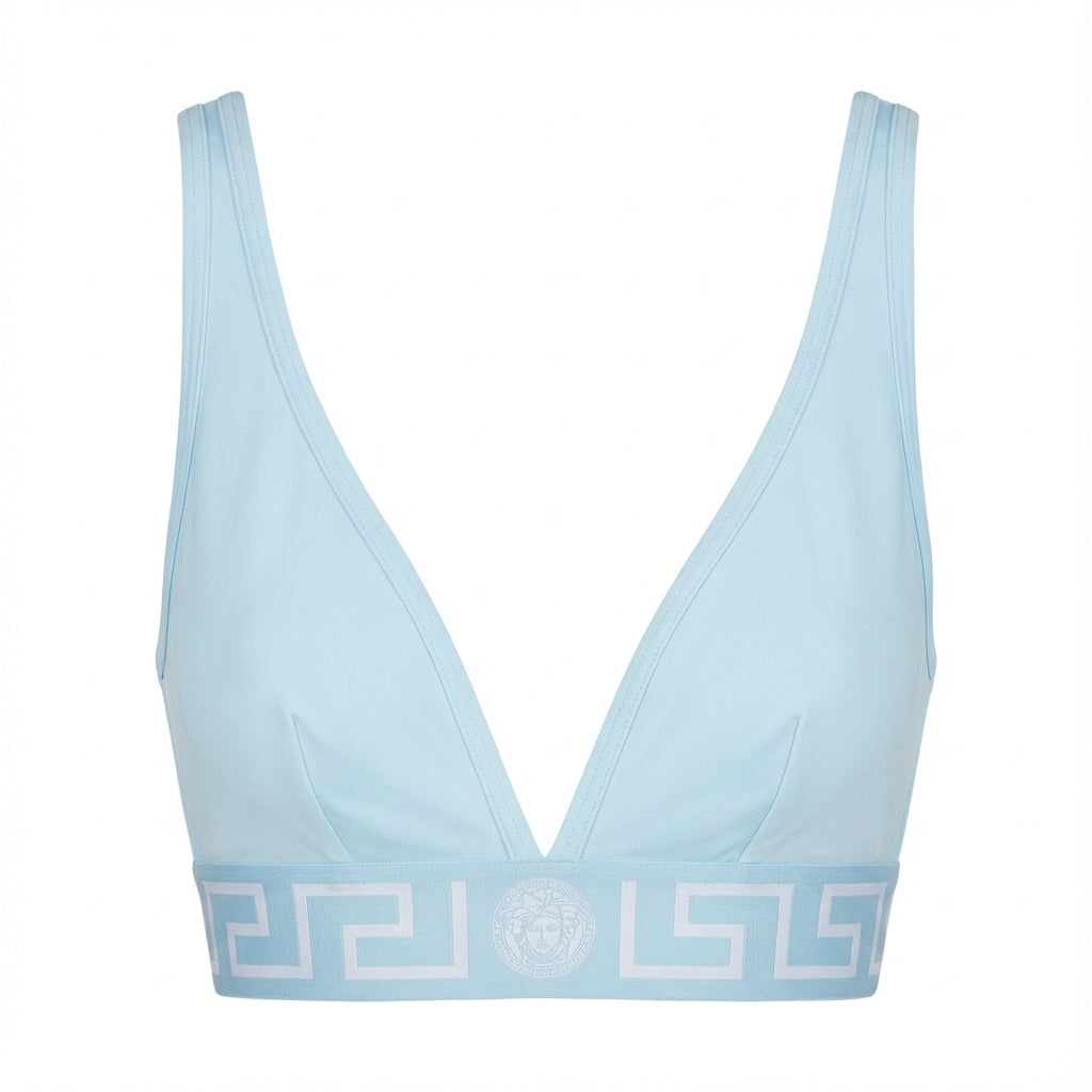 VERSACE WOMEN TOP featuring a soft cotton bralette with Medusa motif and Greca border waistband available at Lestyle Boutique Melbourne