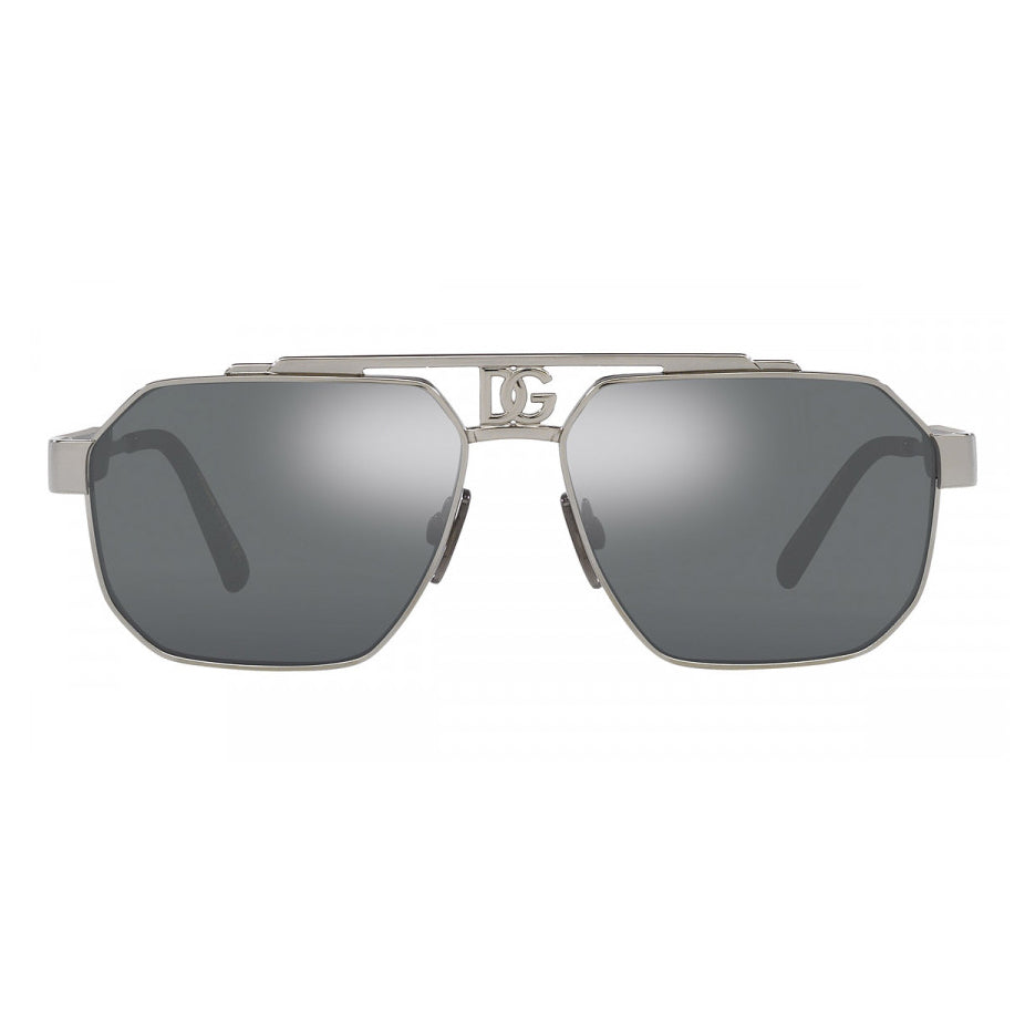 Dolce & Gabbana DG2294 gunmetal square sunglasses with silver mirrored lenses, available at Lestyle Boutique Melbourne. A sleek and sophisticated choice for any occasion.