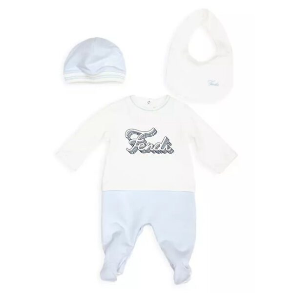 Fendi Baby Romper Set featuring a long-sleeve top and footed pants, available at Lestyle Boutique Melbourne