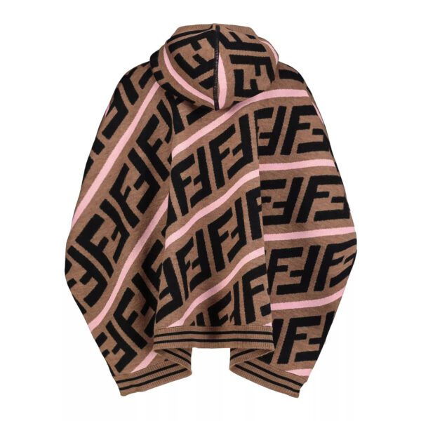 Fendi Kids Cape with all-over logo in brown wool, available at Lestyle Boutique Melbourne