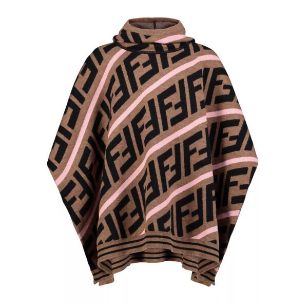 Fendi Kids Cape with all-over logo in brown wool, available at Lestyle Boutique Melbourne