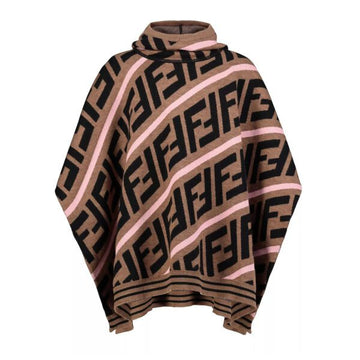 Fendi Kids Cape with all-over logo in brown wool, available at Lestyle Boutique Melbourne