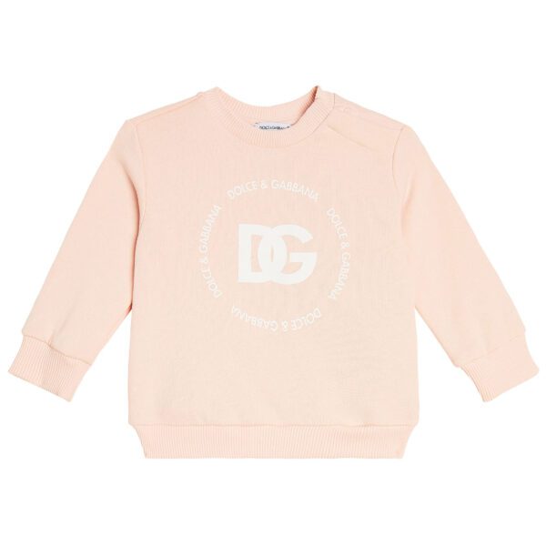 Dolce & Gabbana Kids Sweatshirt with logo print, round neckline, and ribbed cuffs available at Lestyle Boutique Melbourne