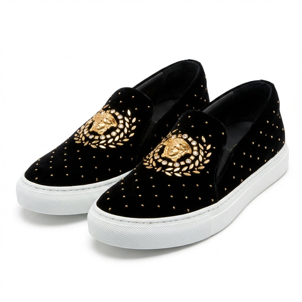 Versace shoes featuring gold stud embellishments available at Lestyle Boutique Melbourne