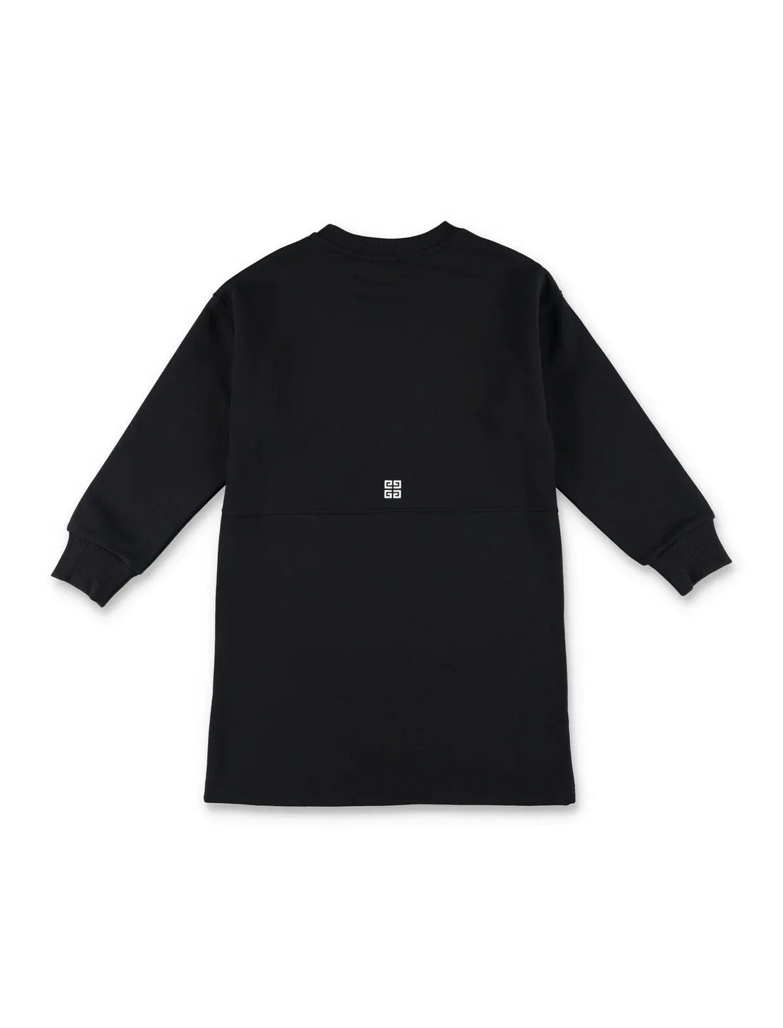 Givenchy Kids black logo printed crewneck dress made from an organic cotton and polyester blend with a chest logo print and front pocket, Made in Tunisia, available at Lestyle Boutique 136 Little Collins St.