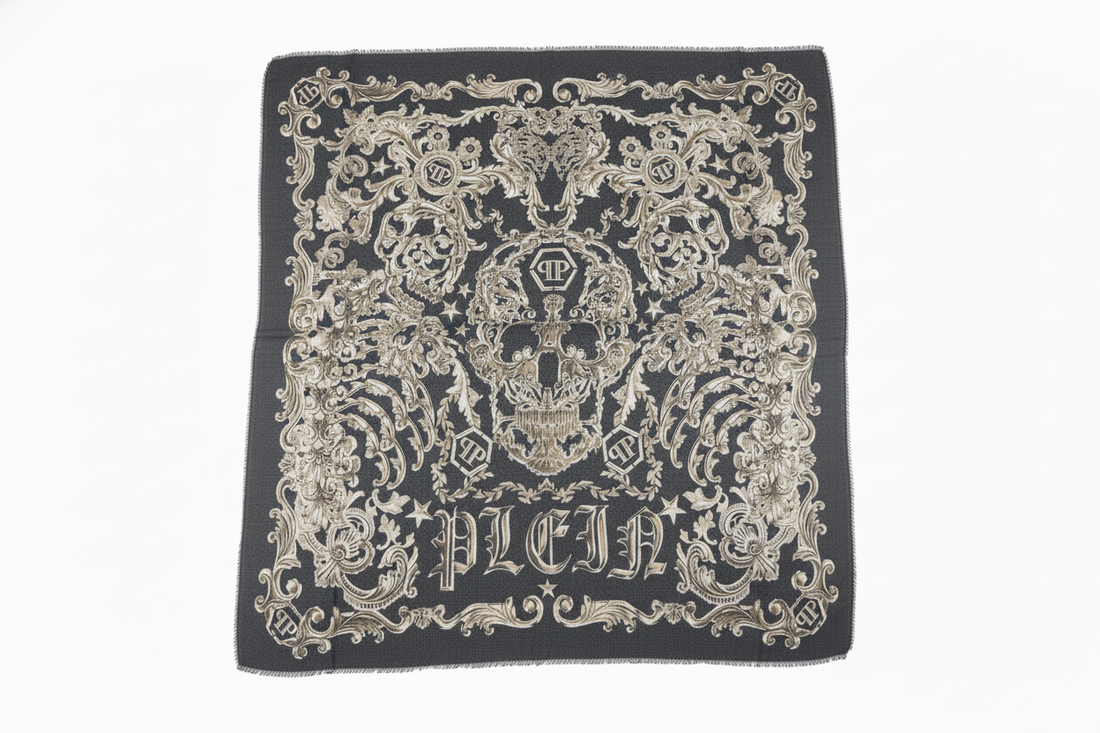 PHILIPP PLEIN scarf featuring ornate baroque pattern available at Lestyle Boutique Melbourne