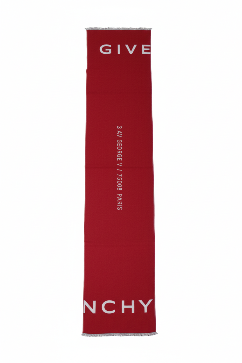 GIVENCHY SCARF featuring fringe edge in red available at Lestyle Boutique Melbourne