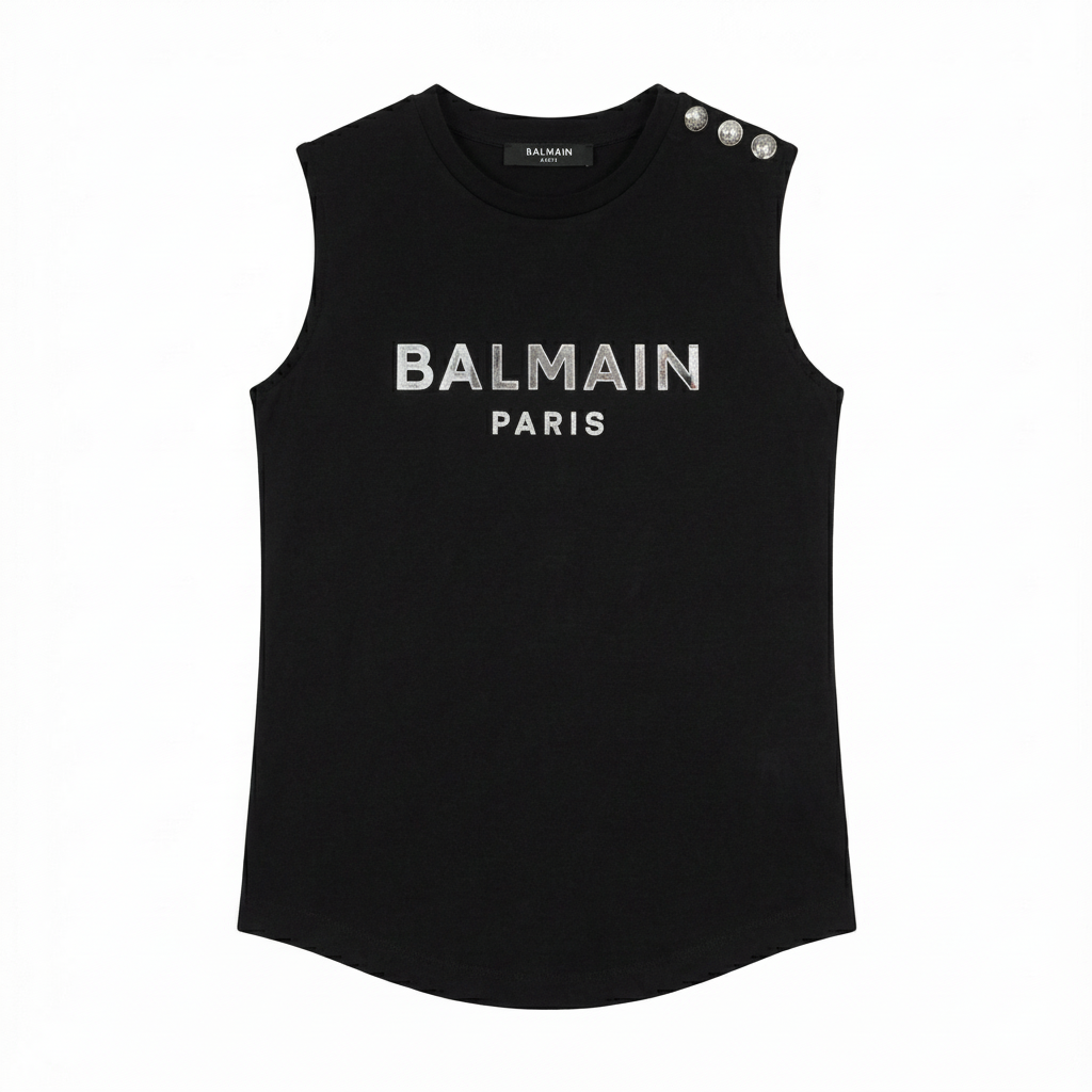 BALMAIN KIDS T-SHIRT featuring metallic logo available at Lestyle Boutique Melbourne