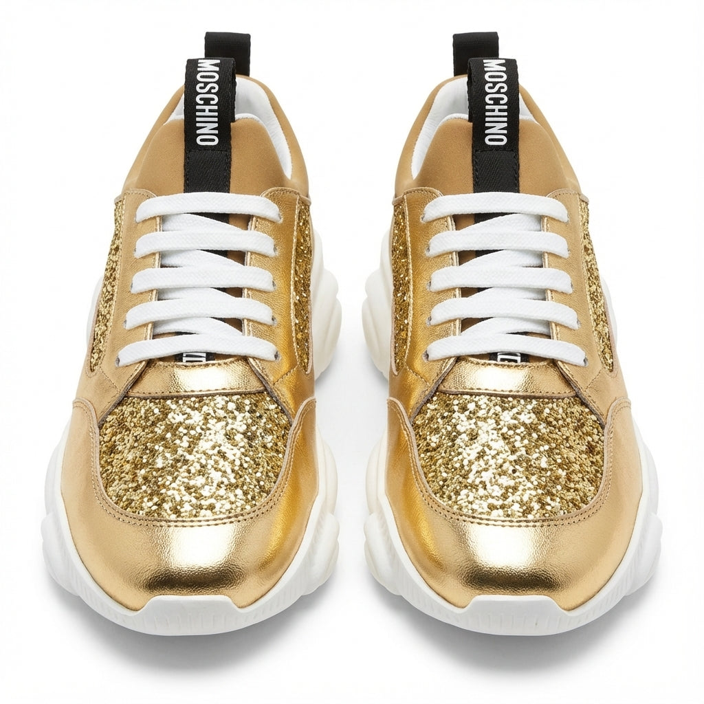 MOSCHINO SNEAKERS featuring gold glitter available at Lestyle Boutique Melbourne