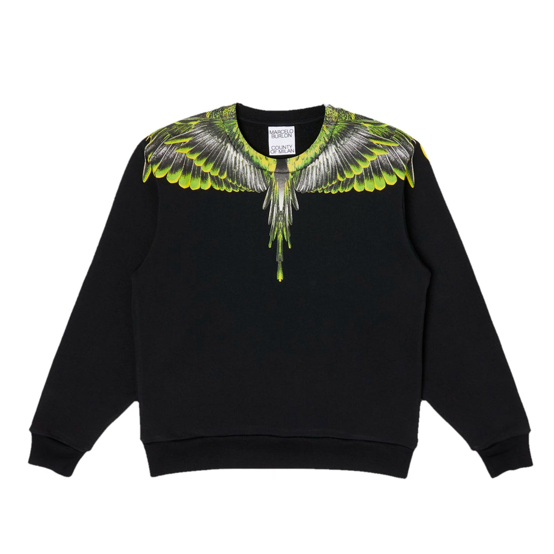 MARCELO BURLON COUNTY OF MILAN ICON WINGS SWEATSHIRT - BLACK/GREEN | Lestyle Boutique Melbourne