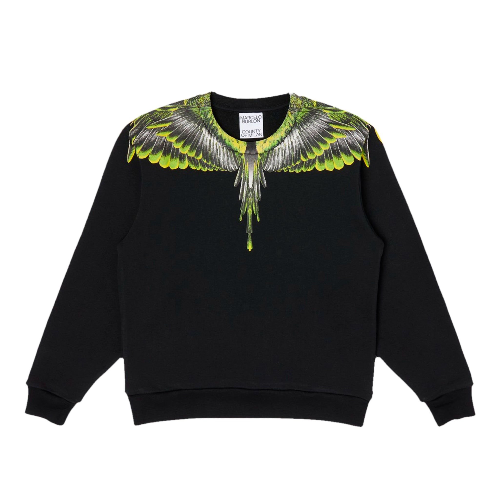 MARCELO BURLON COUNTY OF MILAN ICON WINGS SWEATSHIRT - BLACK/GREEN | Lestyle Boutique Melbourne