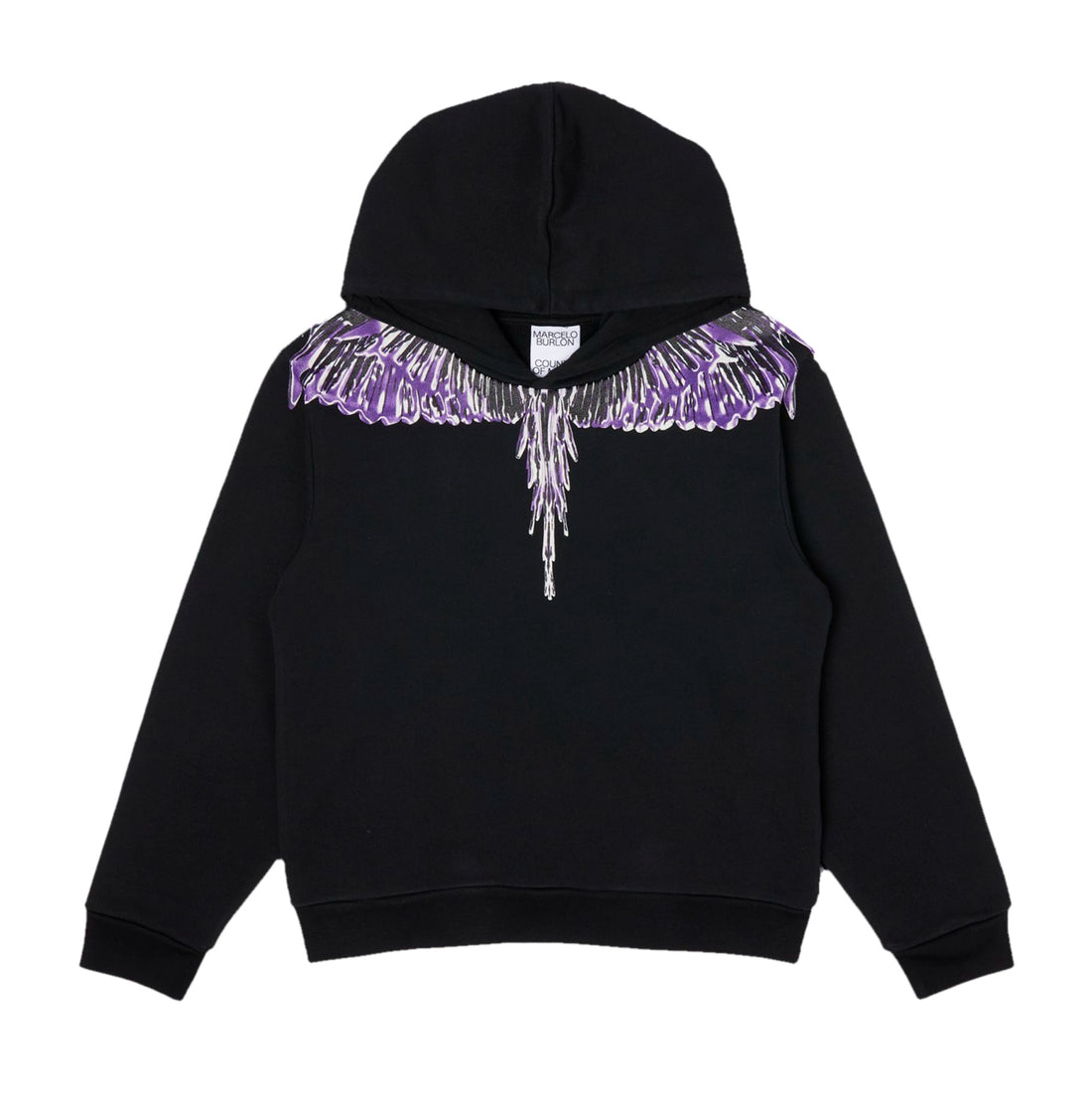 Marcelo Burlon Kids Icon Wings Hoodie in Black/Violet available at Lestyle Boutique Melbourne.