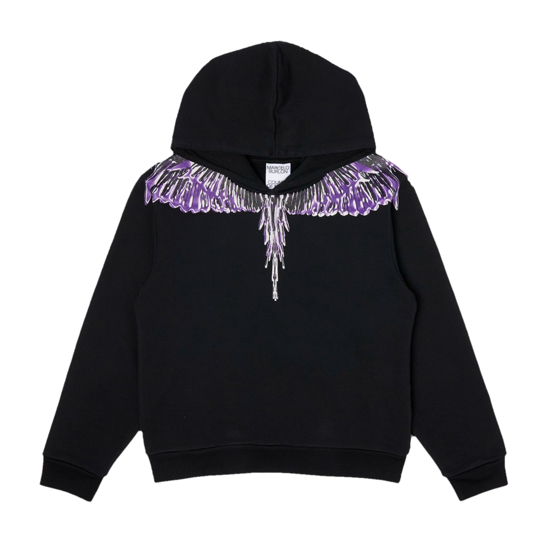 Marcelo Burlon Kids Icon Wings Hoodie in Black/Violet available at Lestyle Boutique Melbourne.