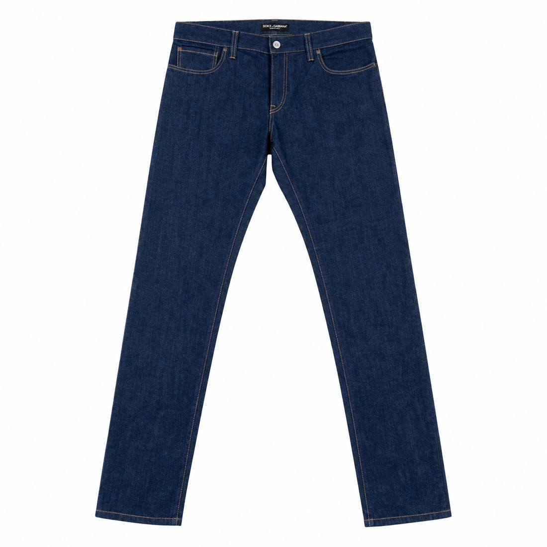 Dolce & Gabbana jeans featuring classic indigo denim with contrast stitching, five-pocket design available at Lestyle Boutique Melbourne