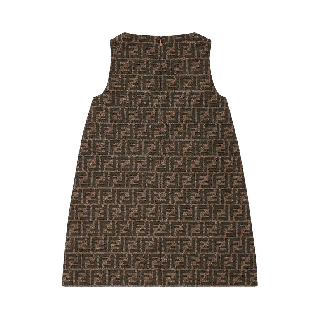 Fendi Kids FF monogram dress in brown with an all-over FF logo pattern, a stylish choice for young fashion enthusiasts, available at Lestyle Boutique Melbourne.