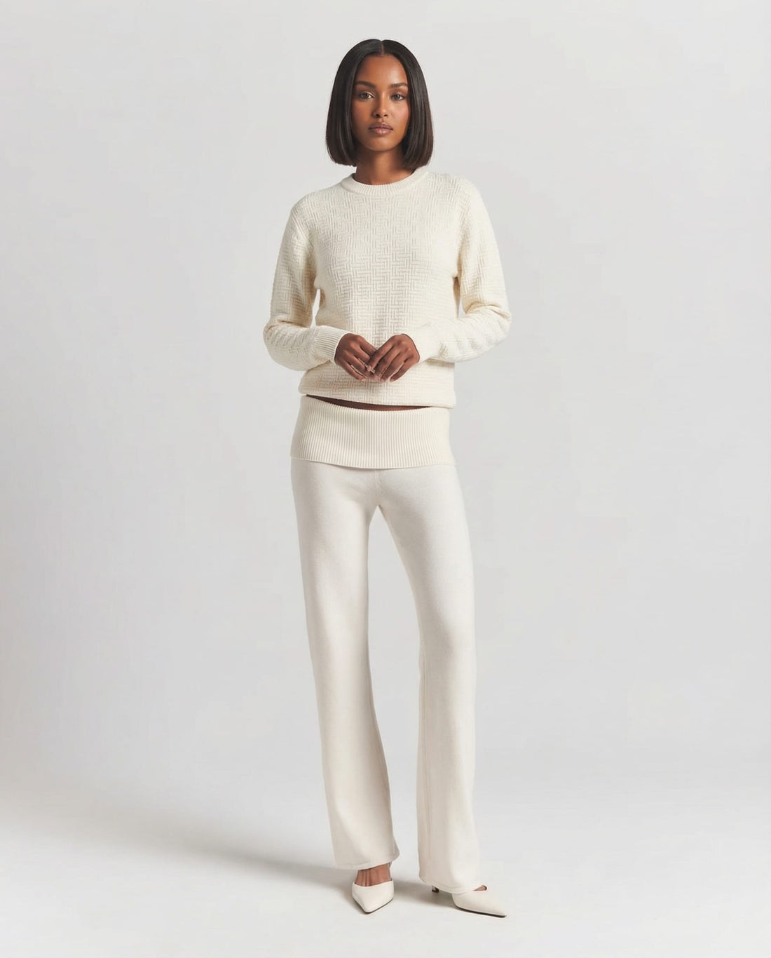 Balmain sweater featuring textured geometric pattern available at Lestyle Boutique Melbourne