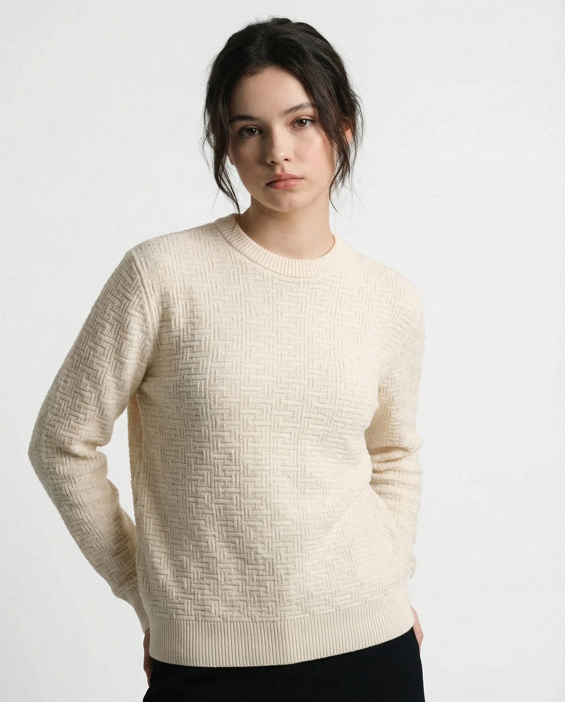 Balmain sweater featuring textured geometric pattern available at Lestyle Boutique Melbourne