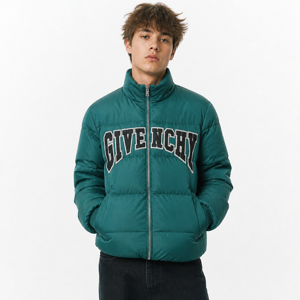 Givenchy puffy jacket featuring bold logo available at Lestyle Boutique Melbourne