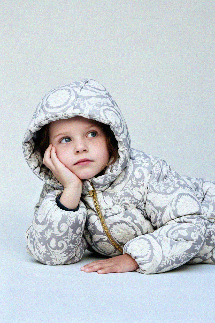 VERSACE PUFFER JACKET featuring Barocco Kids print available at Lestyle Boutique Melbourne