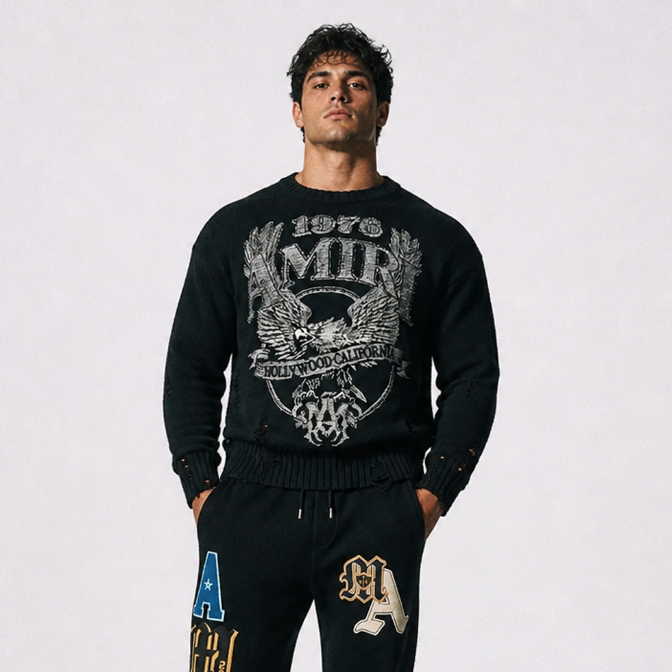 Amiri sweater featuring a lion emblem available at Lestyle Boutique Melbourne