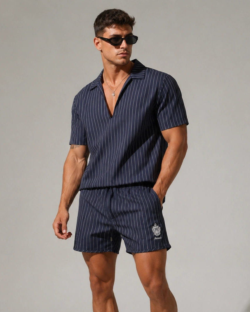 BALMAIN men's tunic featuring pinstripes available at Lestyle Boutique Melbourne