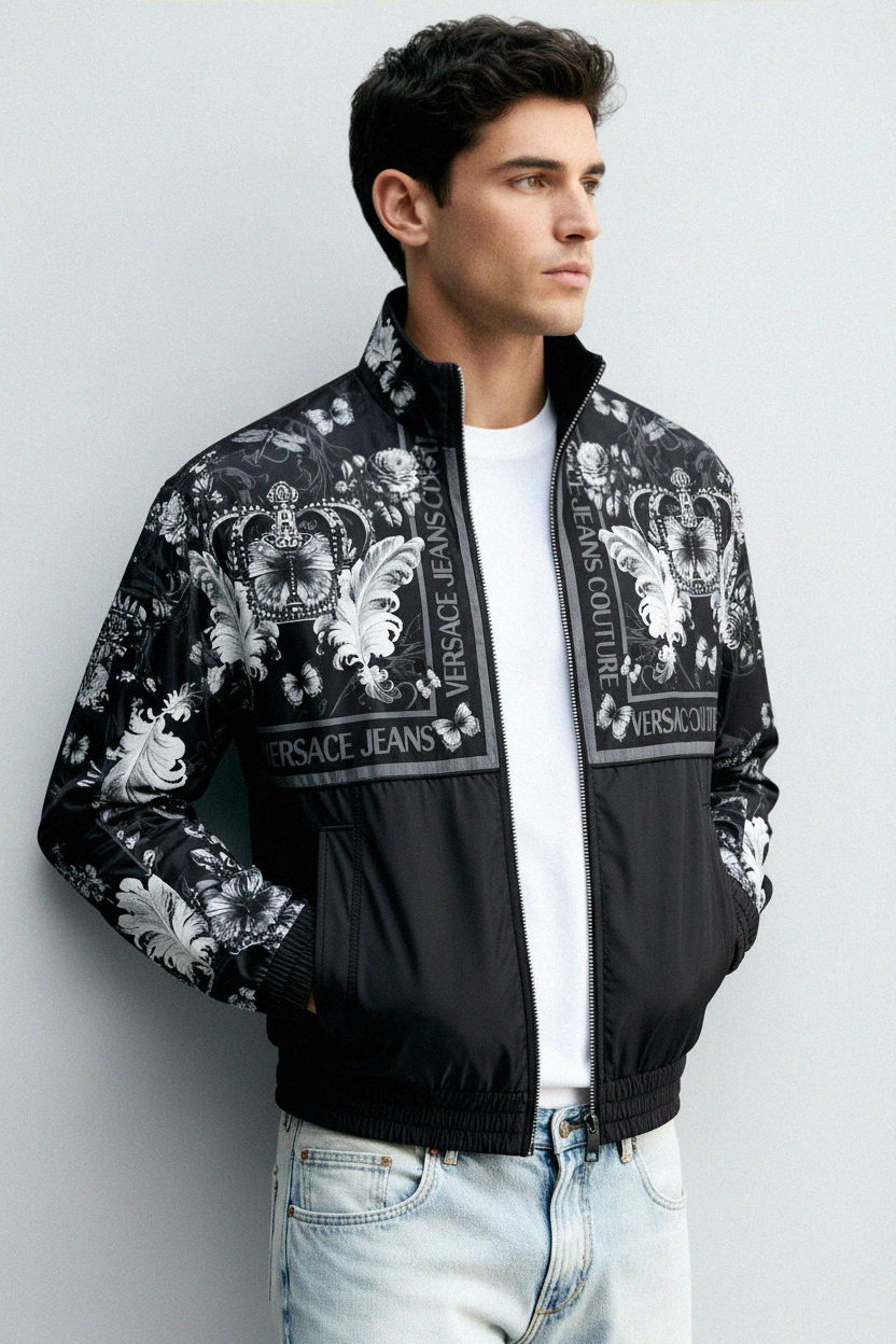 Versace Jeans Couture jacket featuring ornate baroque print available at Lestyle Boutique Melbourne