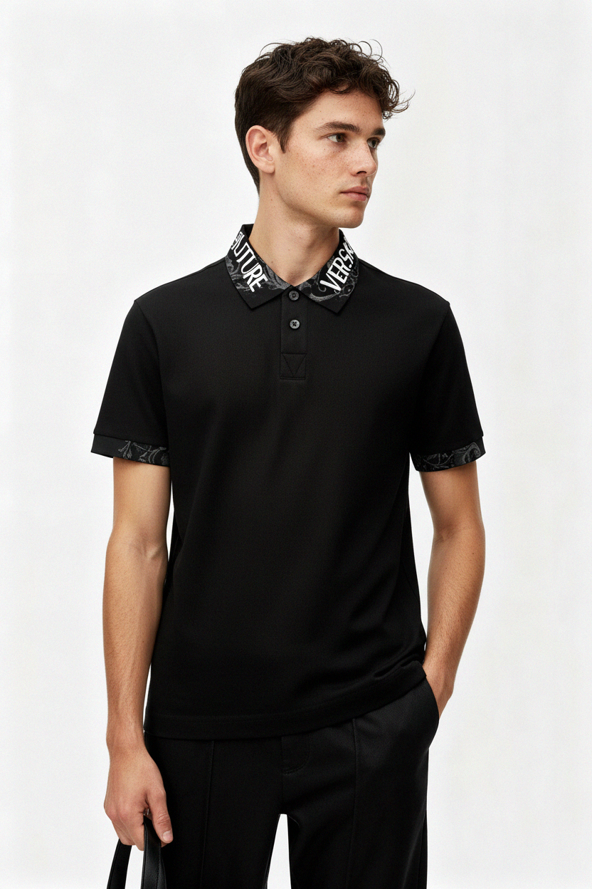 Versace Jeans Couture polo shirt with logo-print collar, available at Lestyle Boutique Melbourne