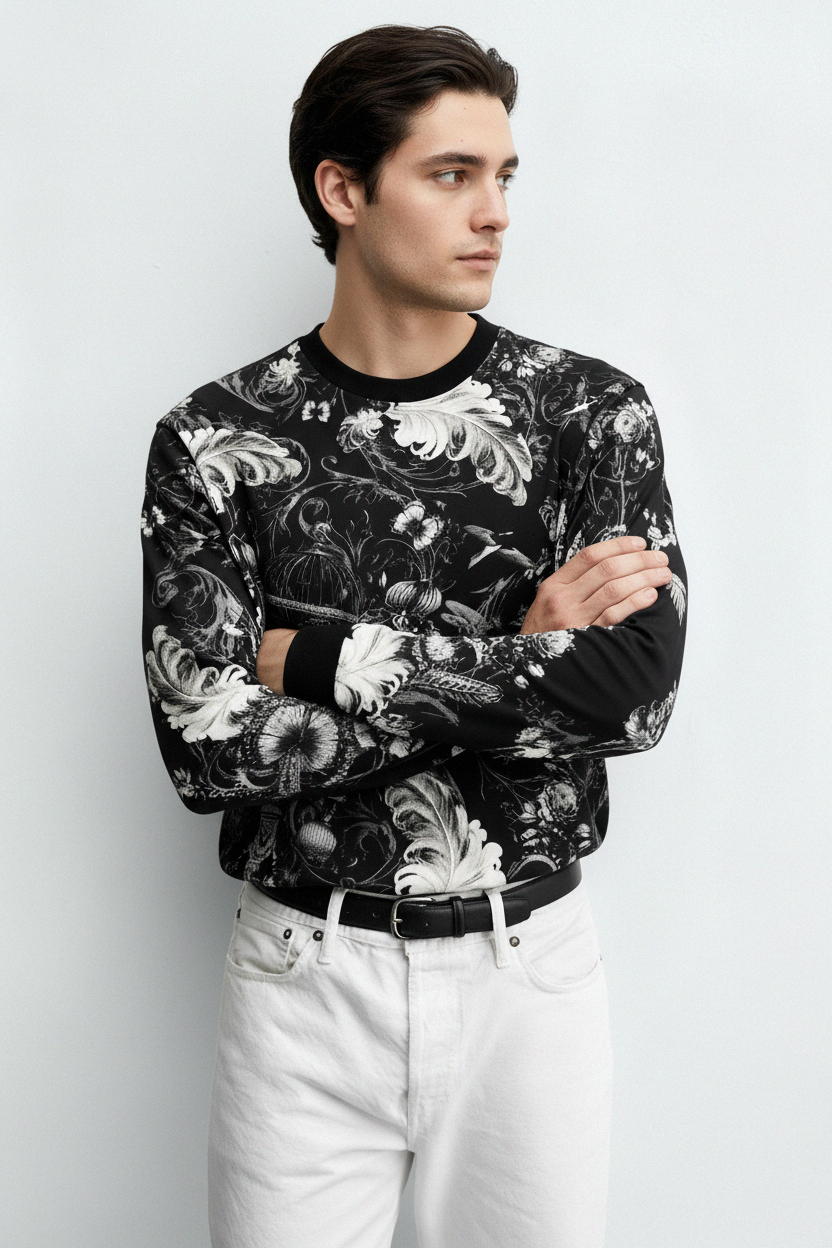 VERSACE JEANS COUTURE SWEATSHIRT featuring ornate baroque print available at Lestyle Boutique Melbourne