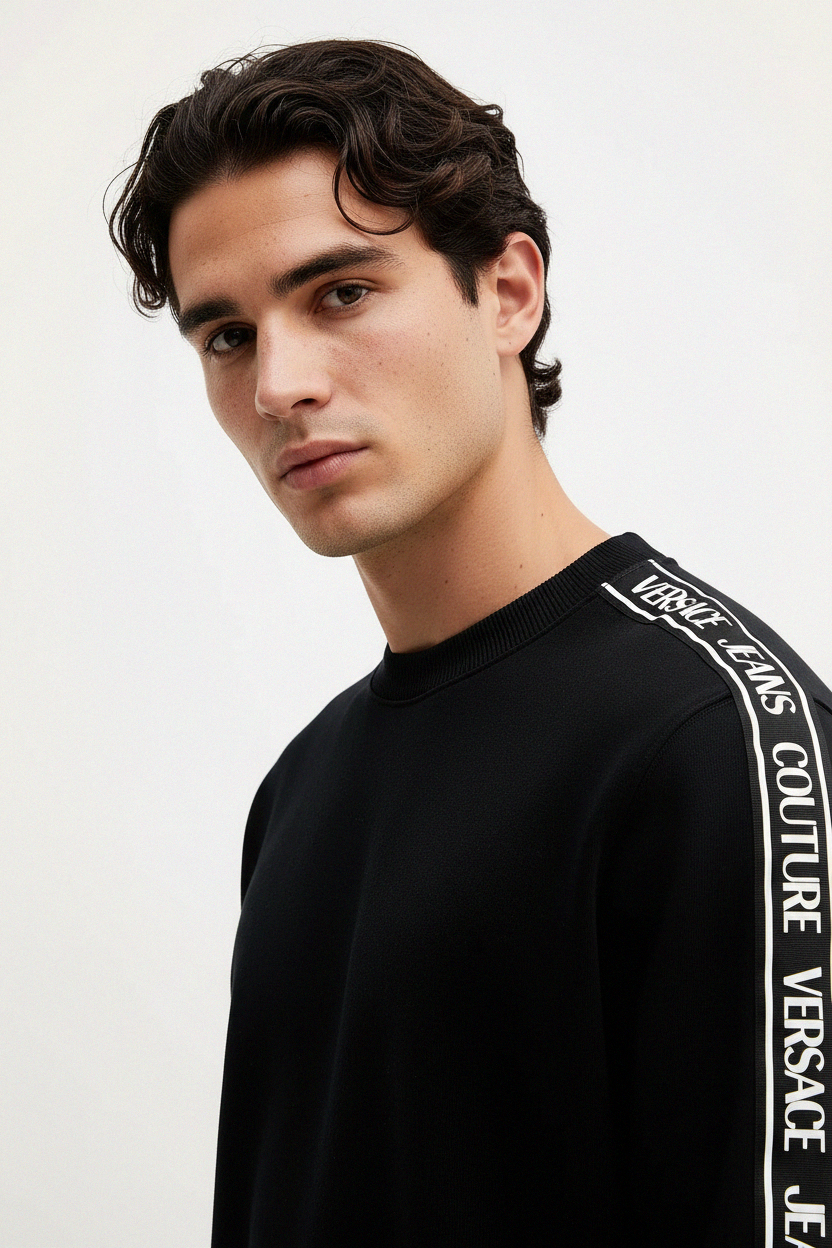 Versace logo regular-fit sweatshirt featuring institutional logo motif available at Lestyle Boutique Melbourne
