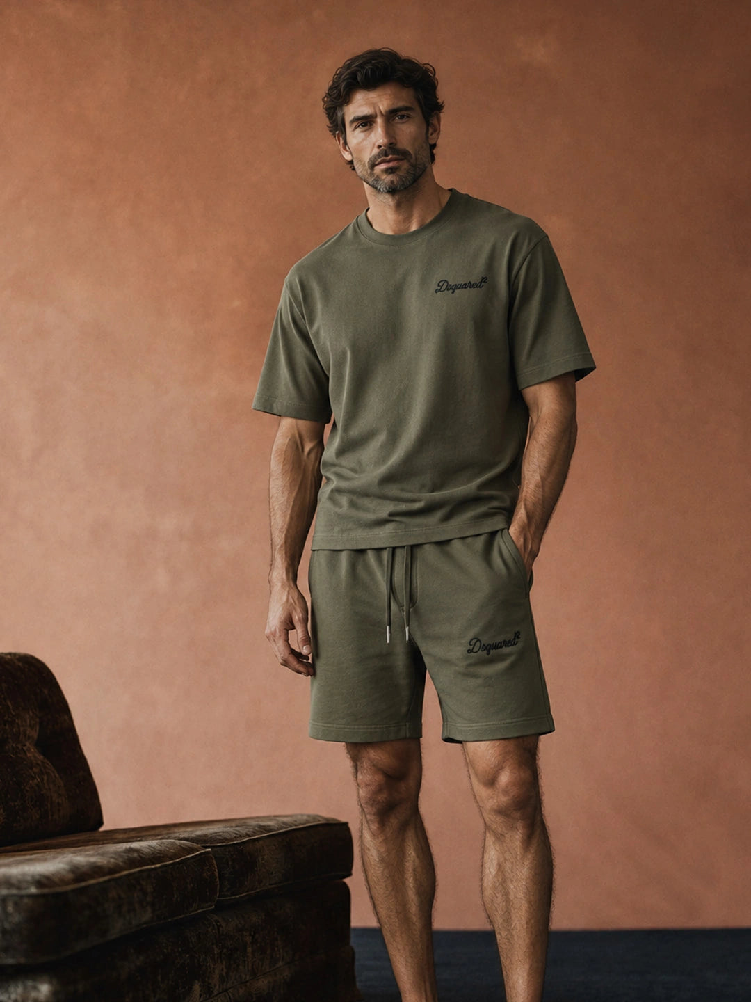 DSquared2 Signature jersey shorts featuring drawstring waist available at Lestyle Boutique Melbourne