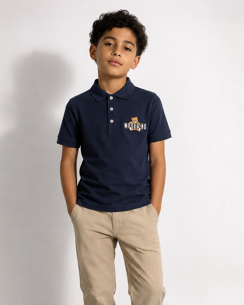Moschino polo featuring teddy bear logo available at Lestyle Boutique Melbourne