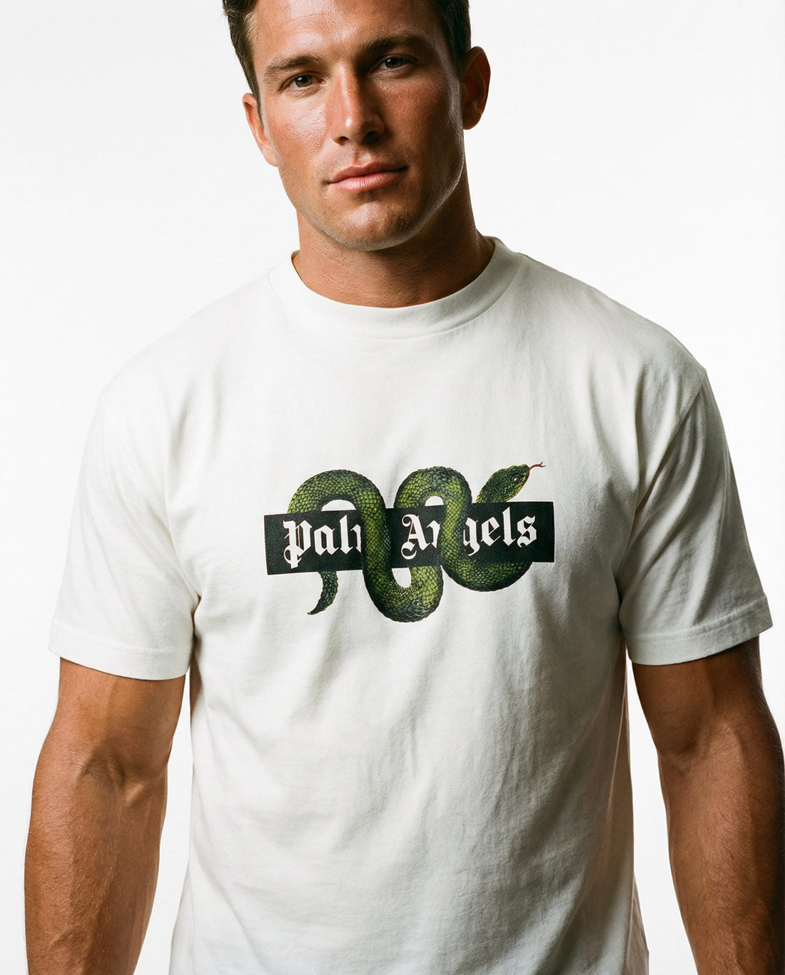 Palm Angels T-shirt featuring snake graphic available at Lestyle Boutique Melbourne