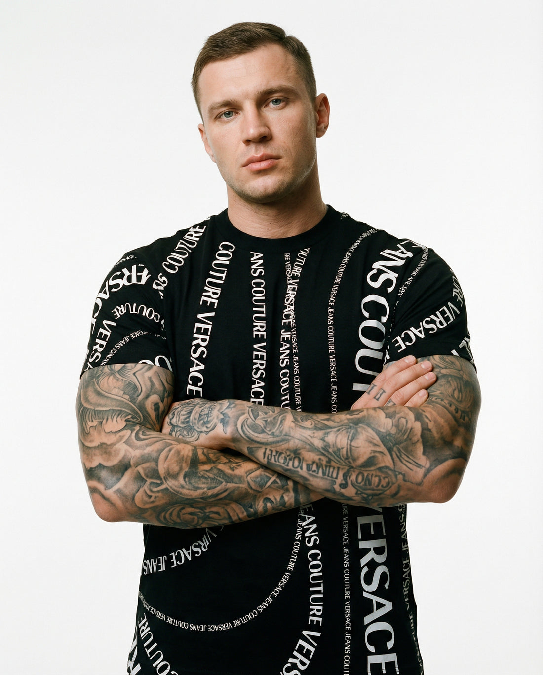 Versace Jeans Couture mens t-shirt featuring bold logo print available at Lestyle Boutique Melbourne