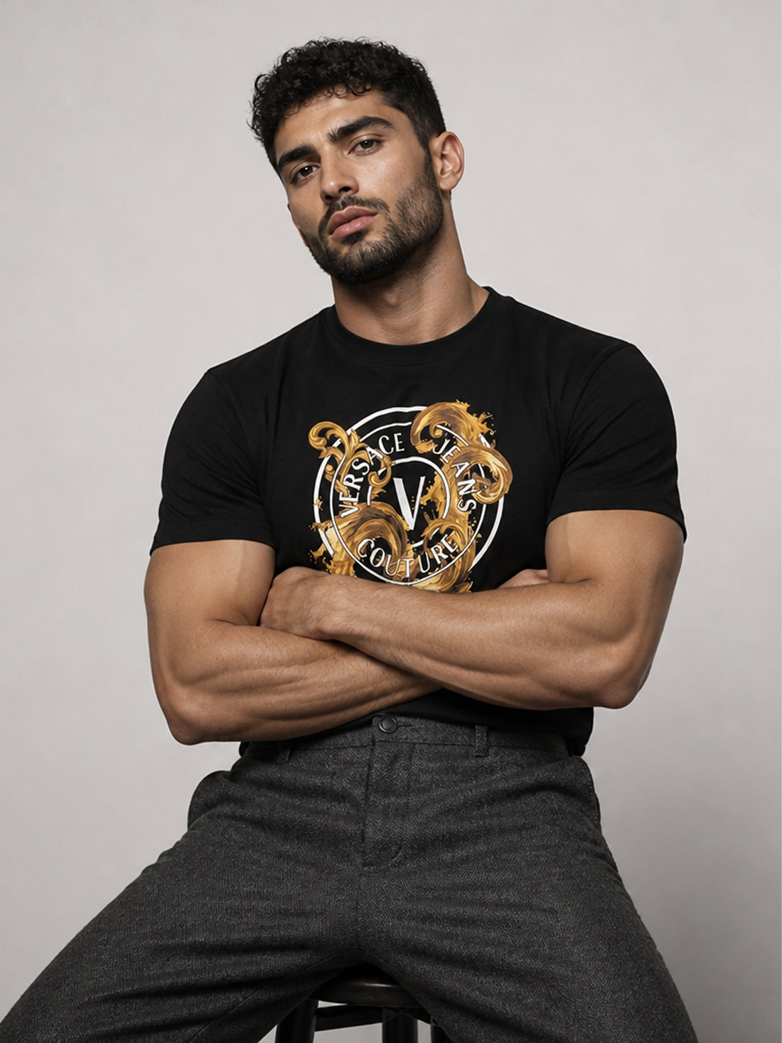 Versace Jeans Couture T-shirt featuring bold logo design available at Lestyle Boutique Melbourne