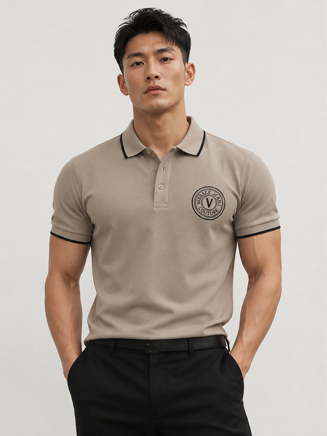 Versace Jeans Couture polo featuring logo patch available at Lestyle Boutique Melbourne