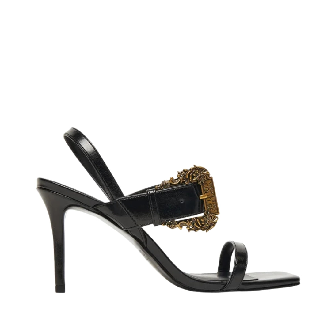 Versace Jeans Couture sandals featuring ornate gold buckle available at Lestyle Boutique Melbourne
