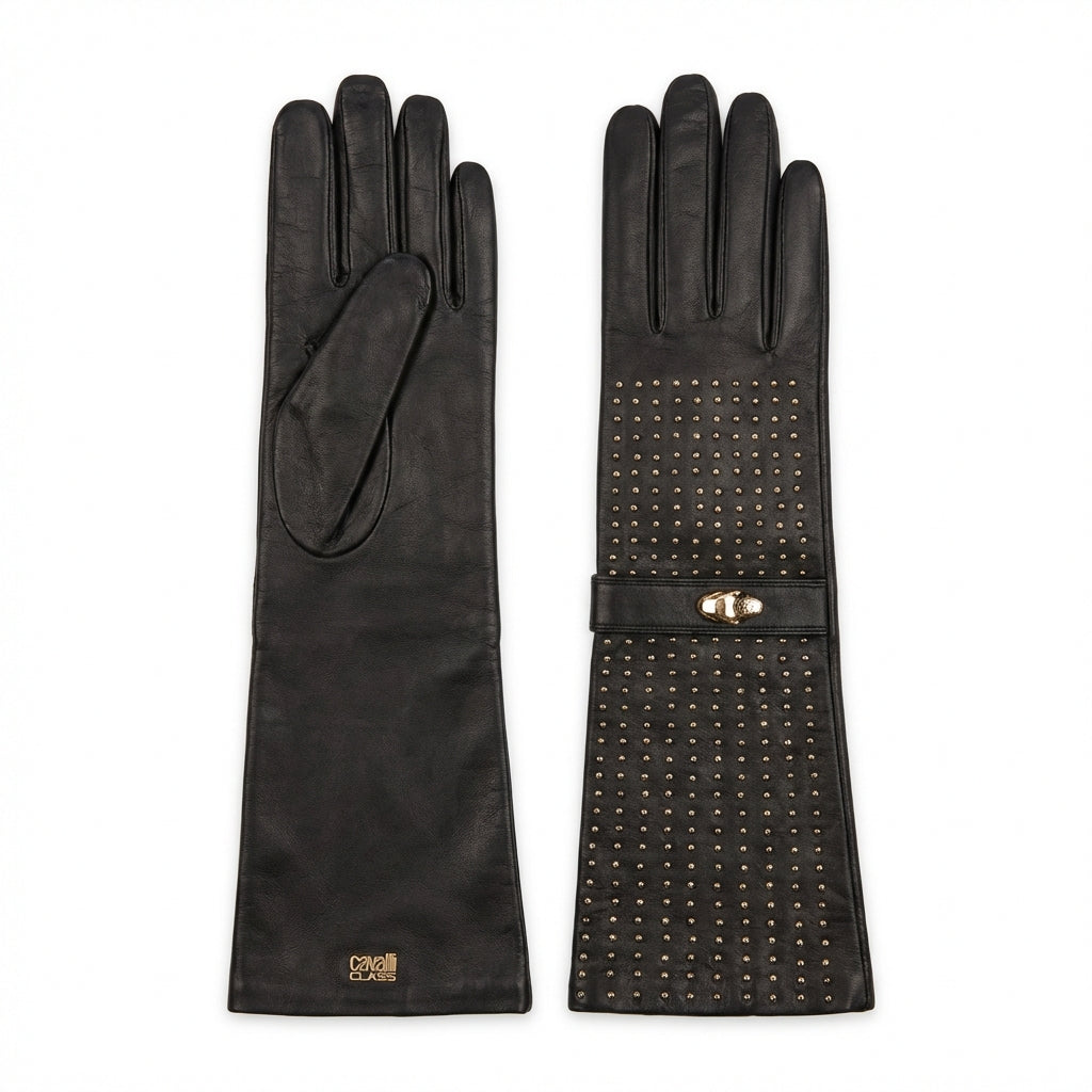 Roberto Cavalli leather gloves featuring studded design available at Lestyle Boutique Melbourne