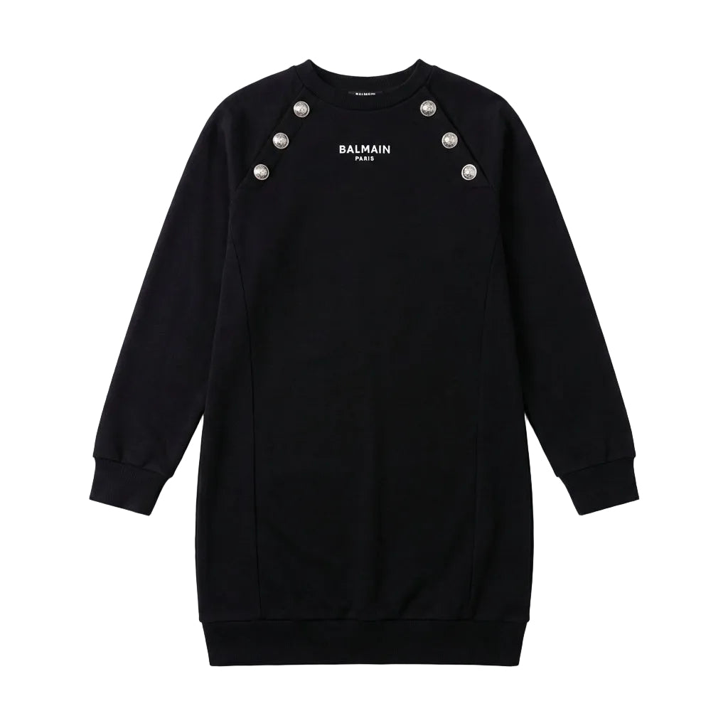 Balmain sweatshirt dress featuring shoulder embellishments available at Lestyle Boutique Melbourne