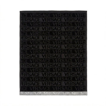 Versace small towel featuring bold logo pattern available at Lestyle Boutique Melbourne