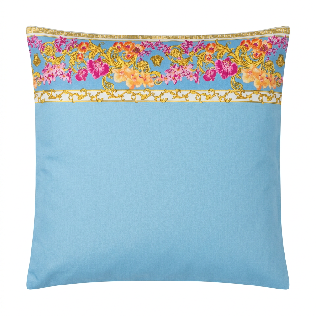 Versace cushion cover in blue featuring floral design available at Lestyle Boutique Melbourne