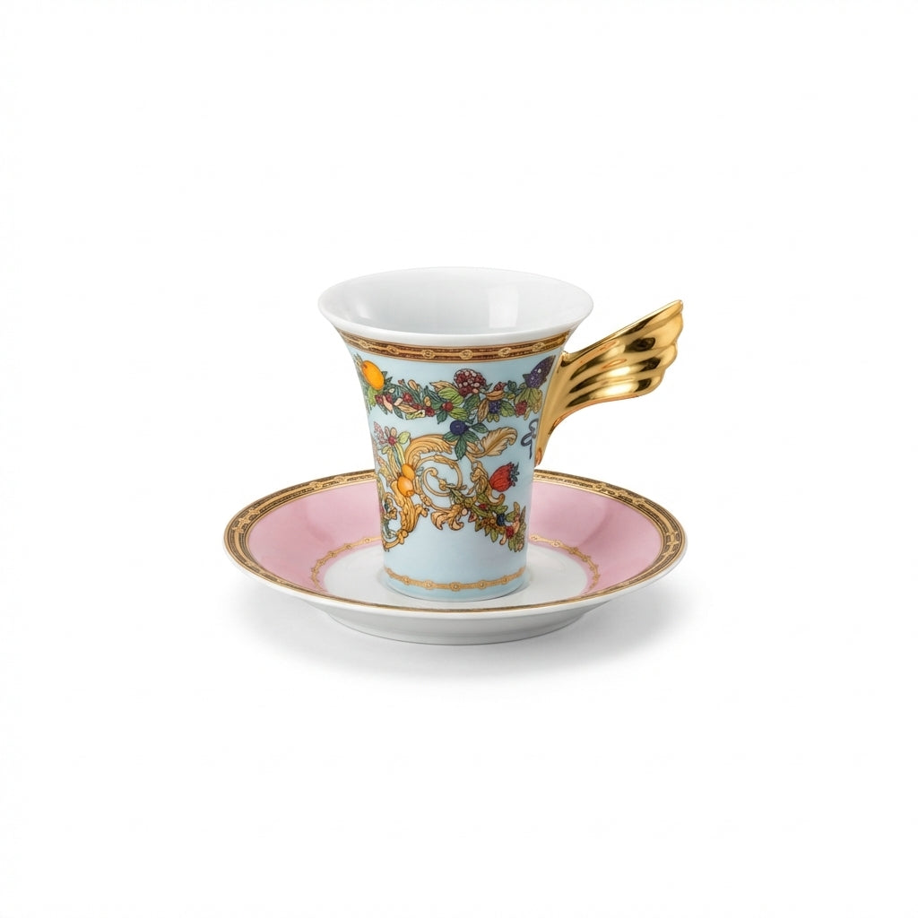 Versace cup and saucer featuring ornate design available at Lestyle Boutique Melbourne