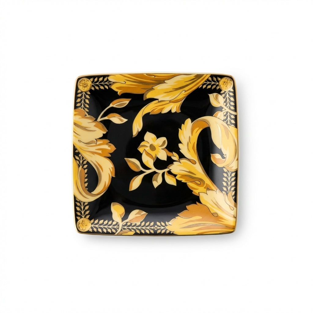 Versace vessel featuring gold and black floral design available at Lestyle Boutique Melbourne